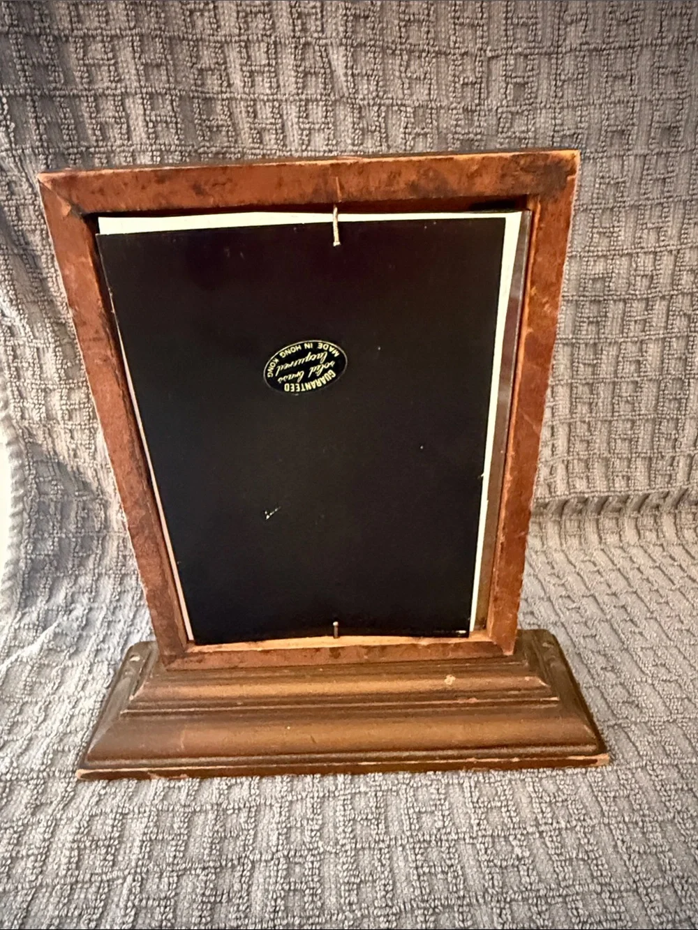 Vintage wood frame on pedestal, bronze/gold color